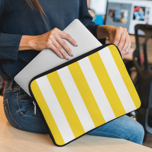 Gelbe Streifen, weiße Streifen, gestreiftes Muster Laptopschutzhülle