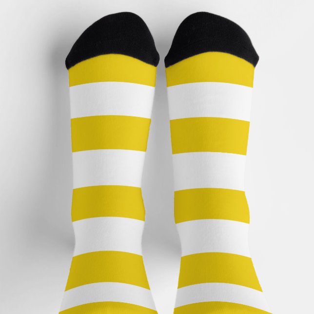 Gelbe Streifen, weiße Streifen, gestreiftes Muster Socken (Oben)