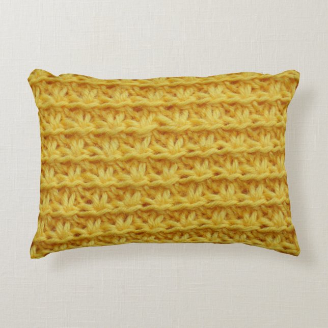 Gelbe Strickstoffe: gestreifte Textur. Dekokissen (Vorderseite)