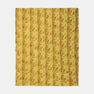 Gelbe Strickstoffe: gestreifte Textur. Fleecedecke