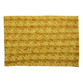 Gelbe Strickstoffe: gestreifte Textur. Kissenbezug
