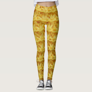 Gelbe Strickstoffe: gestreifte Textur. Leggings