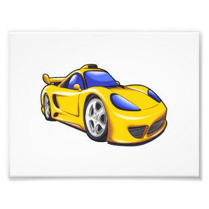 Gelbe Supercar-Illustration Rückenfarbe Fotodruck