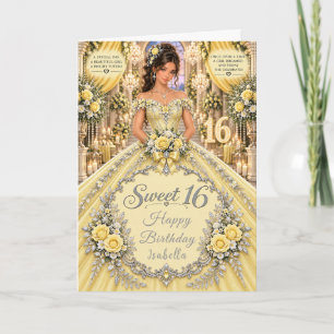 Gelbe Sweet 16 Feier Karte