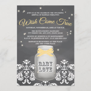 GELBE Tafel-Leuchtkäfer-Weckglas-Babyparty Einladung