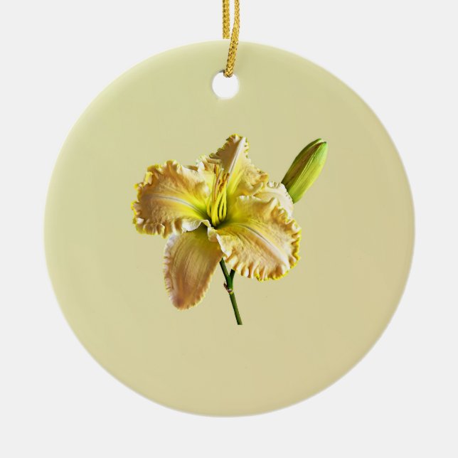 Gelbe Tageslilie Keramik Ornament (Vorne)