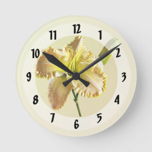 Gelbe Tageslilie Runde Wanduhr