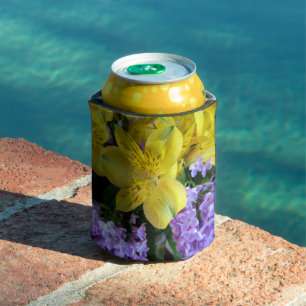 Gelbe Taglilien und Lila Lilac-Blume Dosenkühler