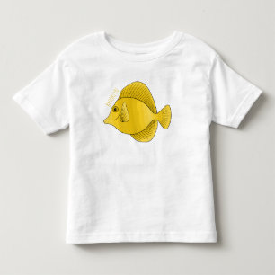 Gelbe Tang-Fisch-Cartoon-Illustration Kleinkind T-shirt