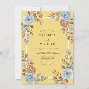 Gelbe Taupe-Petal-Hochzeit Einladung