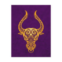 Gelbe Taurus Zodiac auf Lila