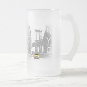 Gelbe Taxi-Brooklyn-Brücke New York City Nyc Mattglas Bierglas