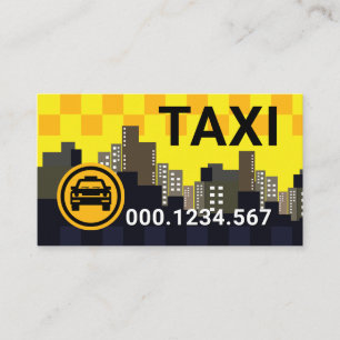 Gelbe Taxi-Kontrollkästchen Skyline-Taxifahrer Visitenkarte