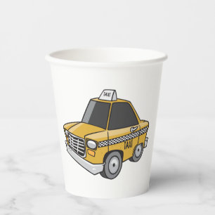 Gelbe Taxi-Stadtbeförderung Pappbecher