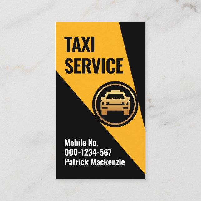 Gelbe Taxileuchte am Führer Visitenkarte (Vorderseite)