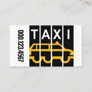 Gelbe Taxisilhouette schwarze Streifen Visitenkarte