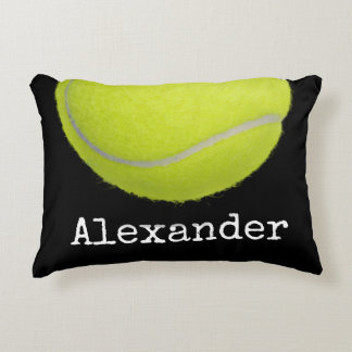 Gelbe Tennisball Sportteam Personalisiert Schwarz Dekokissen