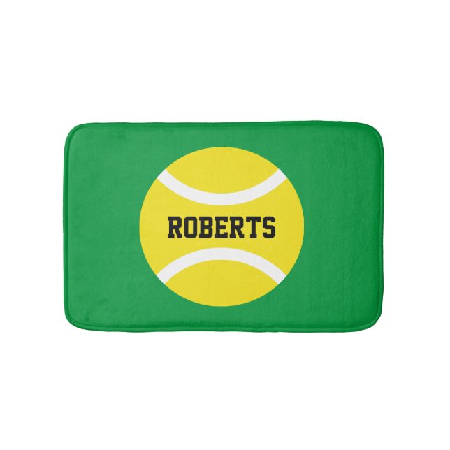 Gelbe Tennisballmatte mit individuelle Name Badematte (Vorderseite)