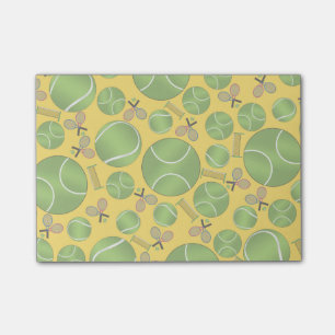 Gelbe Tennisballschläger und -netze Post-it Klebezettel