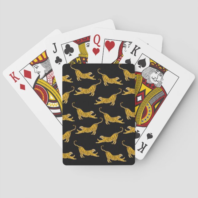 Gelbe Tiger spielen Karten Spielkarten (Rückseite)