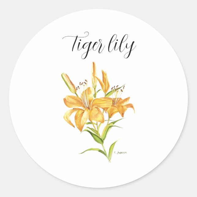 Gelbe Tigerlilie Runder Aufkleber (Vorderseite)