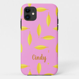 Gelbe trockene Blätter individuelle Name rosa Case-Mate iPhone Hülle