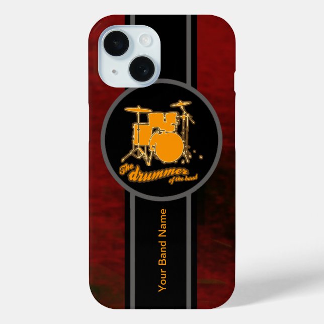 Gelbe Trommel anpassbar iPhone 15 Hülle (Rückseite)