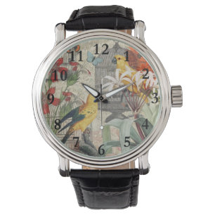 Gelbe tropische Blume Armbanduhr
