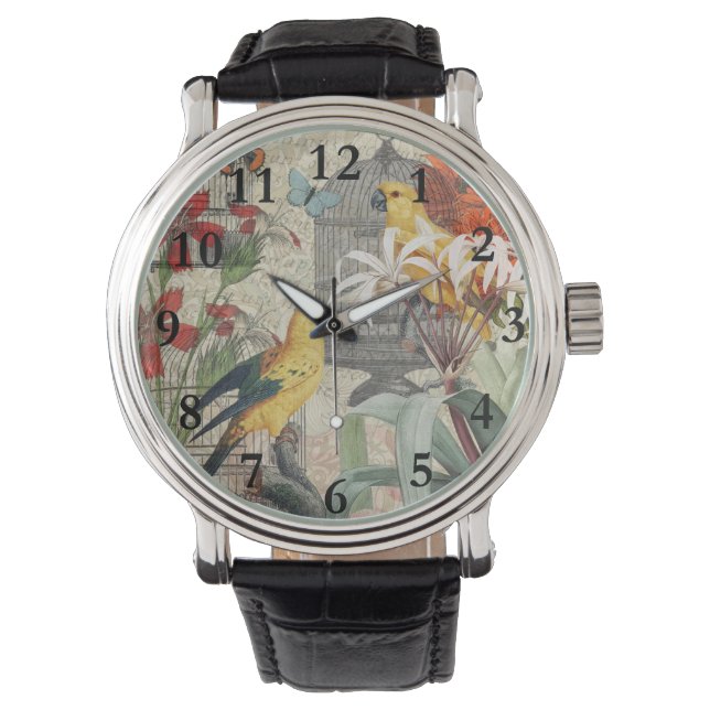 Gelbe tropische Blume Armbanduhr (Vorderseite)