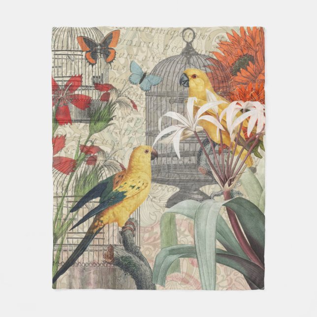 Gelbe tropische Blume Fleecedecke (Vorderseite)