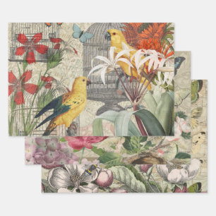 Gelbe tropische Blume Geschenkpapier Set