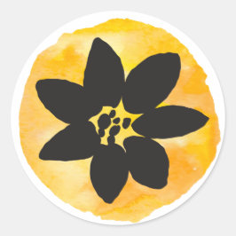 Gelbe tropische Blume Runder Aufkleber