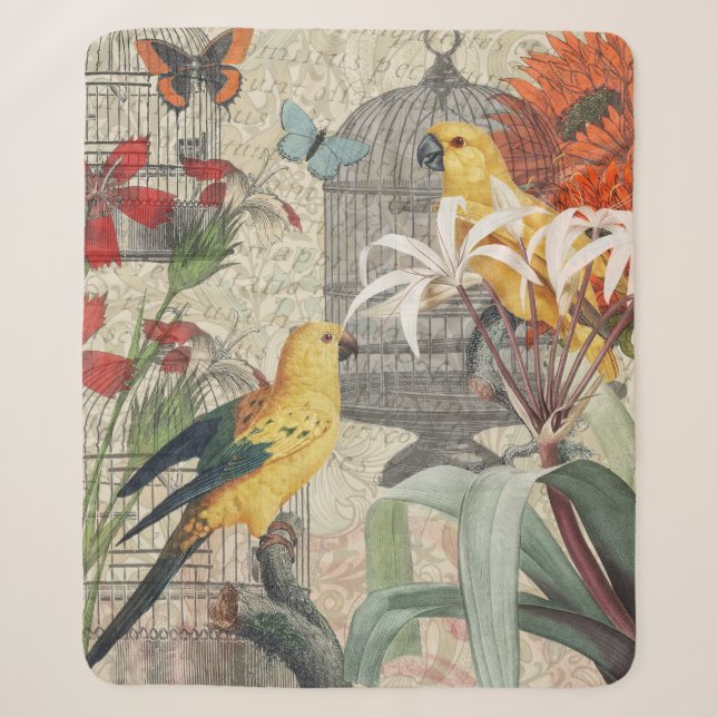 Gelbe tropische Blume Sherpadecke (Vorderseite)