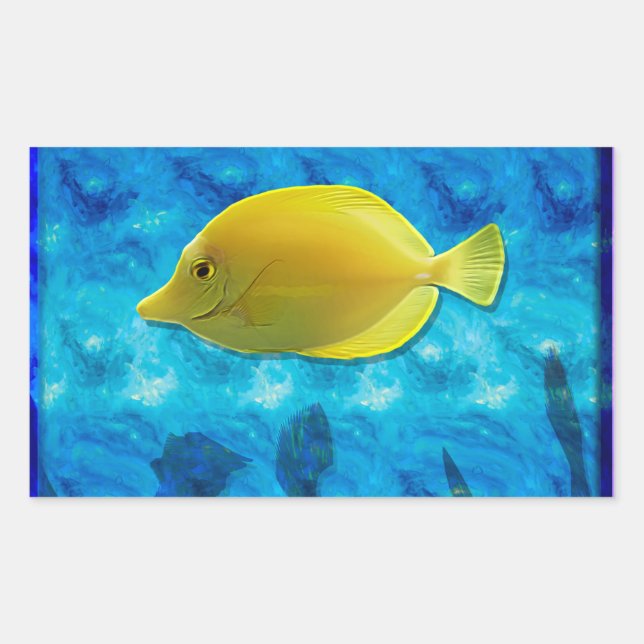 Gelbe tropische Fische Rechteckiger Aufkleber (Vorderseite)