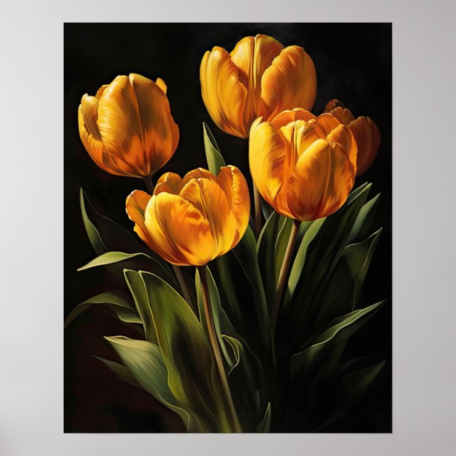 Gelbe Tulip Blume Art Print Poster (Vorne)