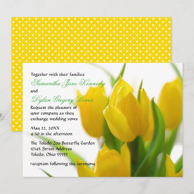 Gelbe Tulip - Einladung zur Hochzeit (Vorne/Hinten)