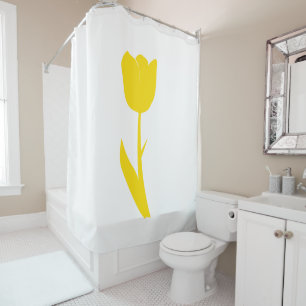 Gelbe Tulip Gold Blume Abstrakte Art Weiß Duschvorhang