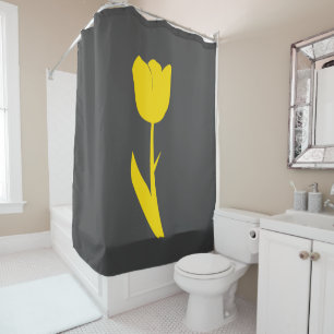 Gelbe Tulip Gold Floral Blume Abstrakt Grau Duschvorhang