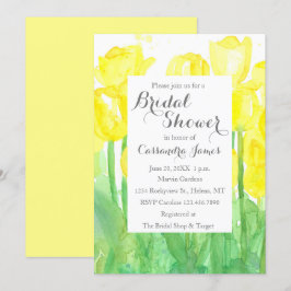 Gelbe Tulips Aquarellfarben Blume Brautparty Einladung