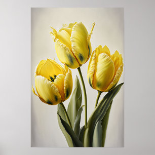 Gelbe Tulips Blume Art Print Poster