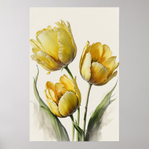 Gelbe Tulips Blume Art Print Poster