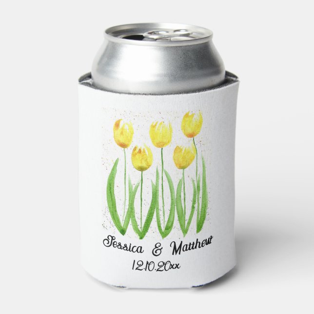 Gelbe Tulips Blütenfrüchte Rustikale Hochzeiten Dosenkühler (Kanne Vorderseite)