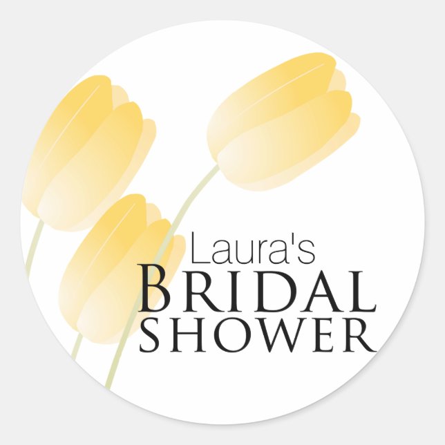 Gelbe Tulips Frühlingsflorales Brautparty Runder Aufkleber (Vorderseite)