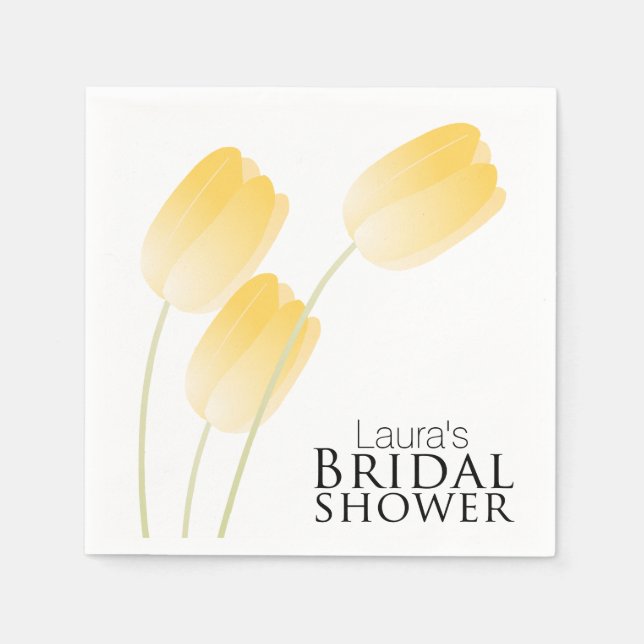 Gelbe Tulips Frühlingsflorales Brautparty Serviette (Vorderseite)