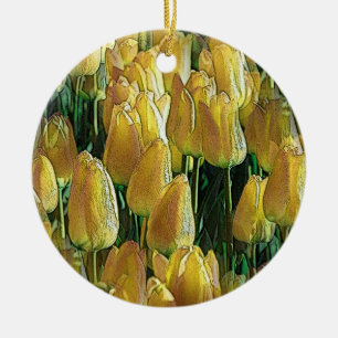 Gelbe Tulips Keramik Ornament
