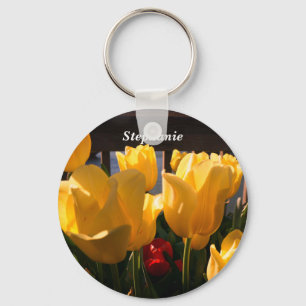 Gelbe Tulips & Name Schlüsselanhänger