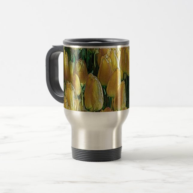 Gelbe Tulips Reisebecher (Vorderseite Links)