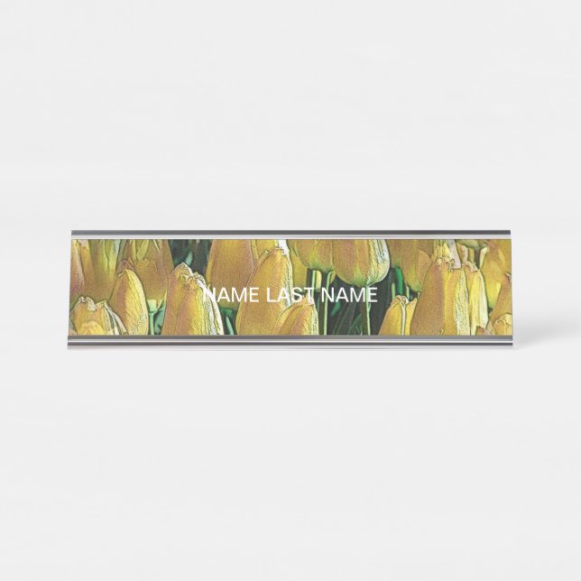 Gelbe Tulips Schreibtischnamensplakette (Vorderseite )