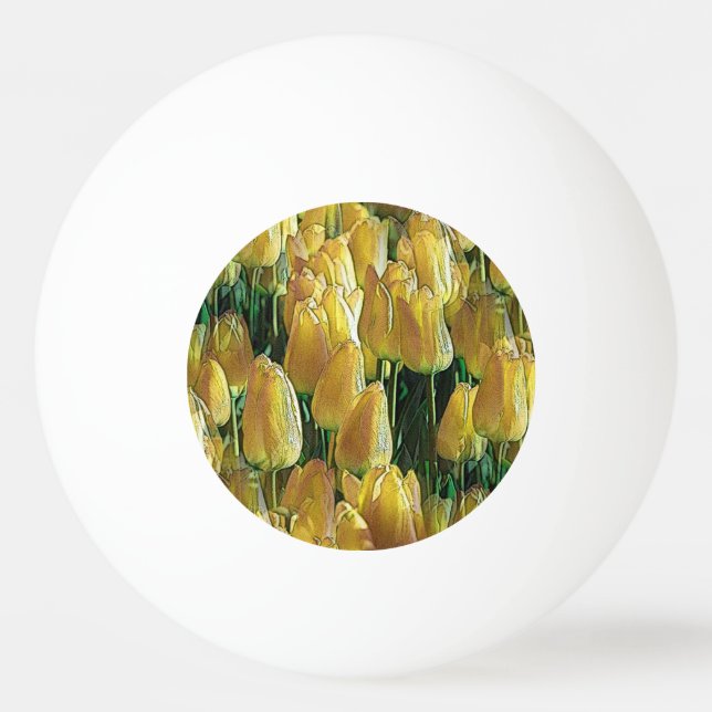 Gelbe Tulips Tischtennisball (Vorderseite)