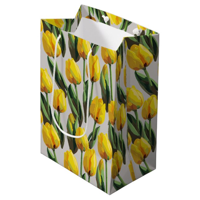 Gelbe Tulissen Mittlere Geschenktüte (Vorderseite Schrägansicht)